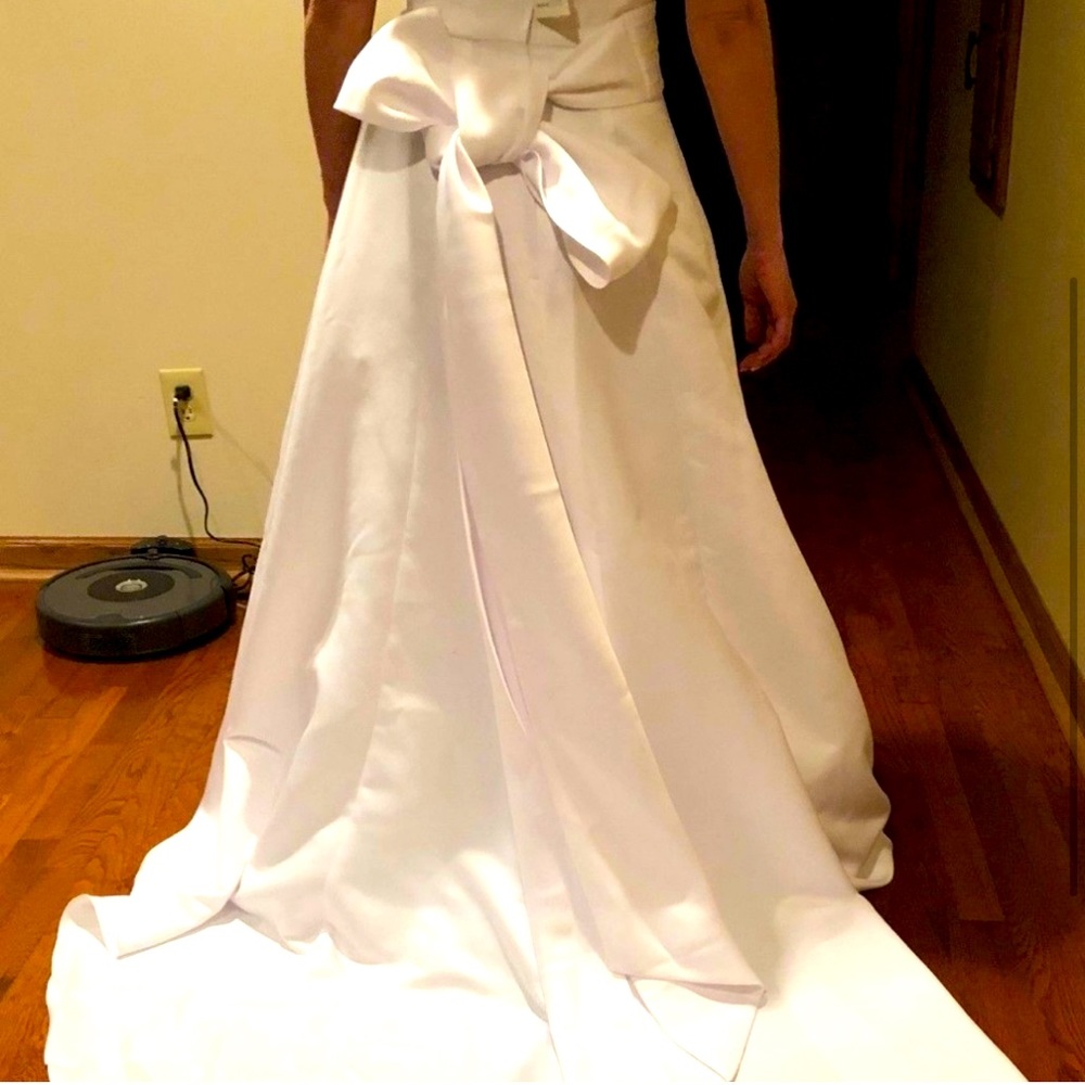 David's Bridal Strapless Satin A-Line Wed Dress View 3